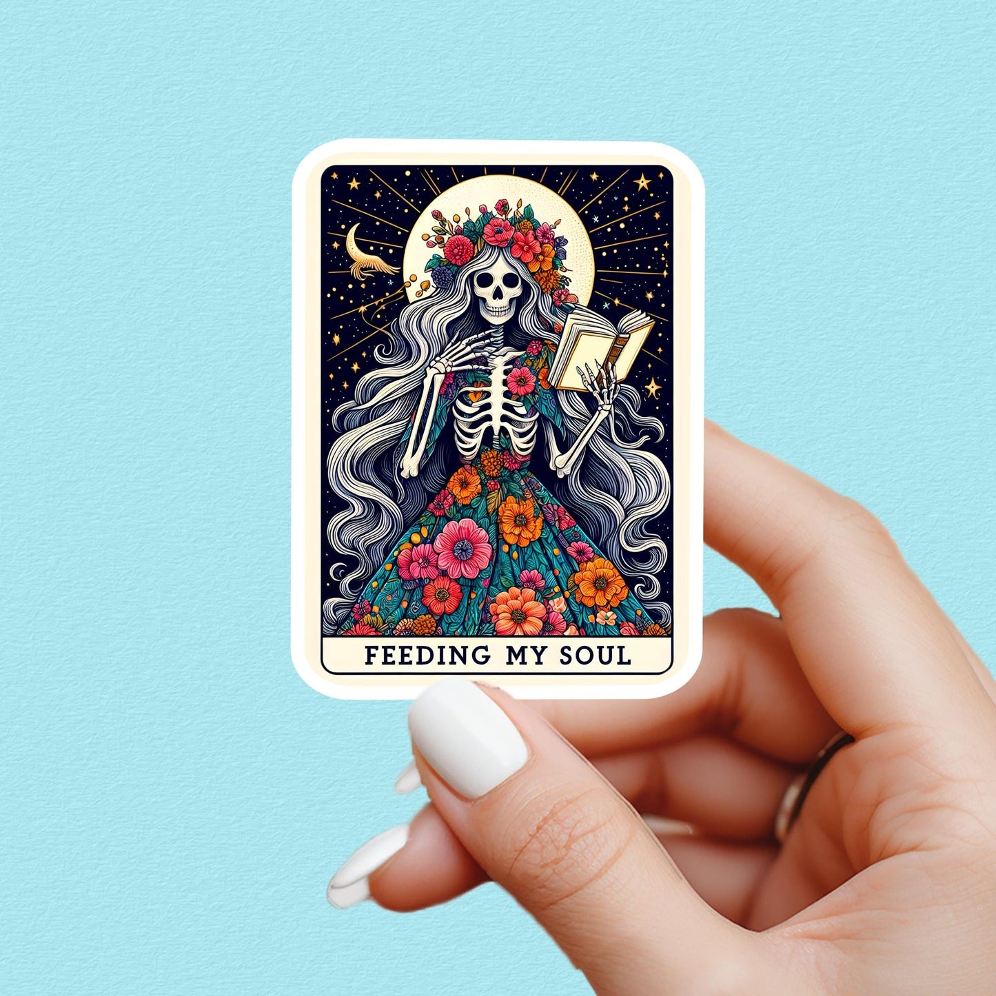 Feeding my soul sticker, book tarot sticker, sticker, booktok sticker, Kindle sticker, tarot sticker, bookish sticker, book lover sticker