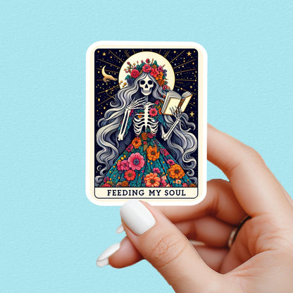 Feeding my soul sticker, book tarot sticker, sticker, booktok sticker, Kindle sticker, tarot sticker, bookish sticker, book lover sticker