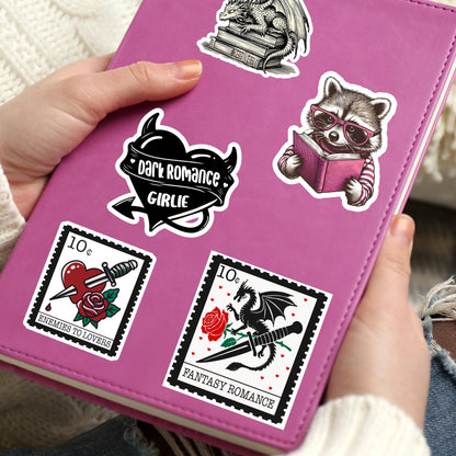 Fantasy romance sticker, troupe sticker, kindle sticker, fantasy sticker, kindle sticker, bookish sticker, book stickers, book dragon sticke