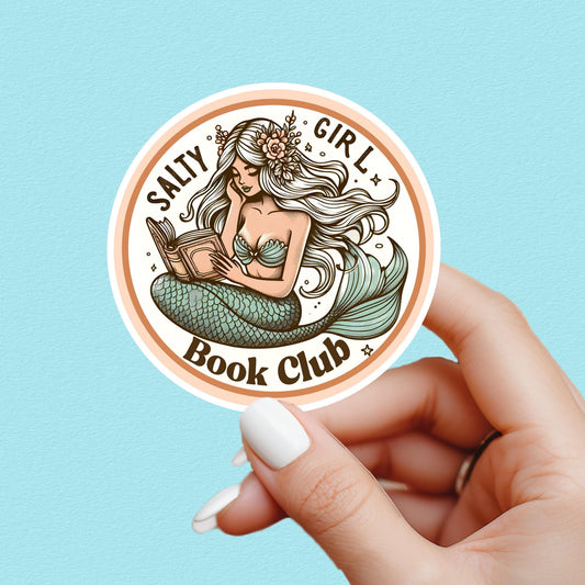 Salty girl bookclub sticker, mermaid sticker, book sticker, kindle sticker, bookish sticker, book stickers, book merch, fantasy sticker