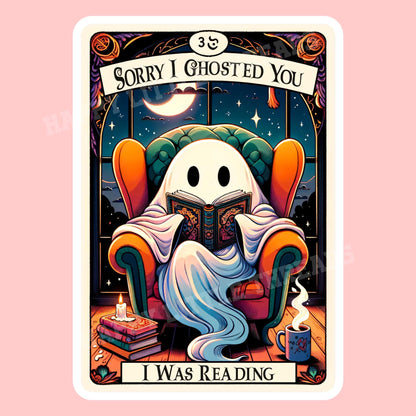 Sorry I ghosted you sticker, book tarot sticker, booktok sticker, Kindle sticker, tarot sticker, bookish sticker, book lover sticker