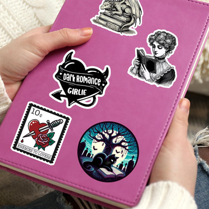 Black cat sticker, Halloween sticker, spooky sticker, kindle sticker, book sticker, kindle sticker, bookish sticker, book stickers,