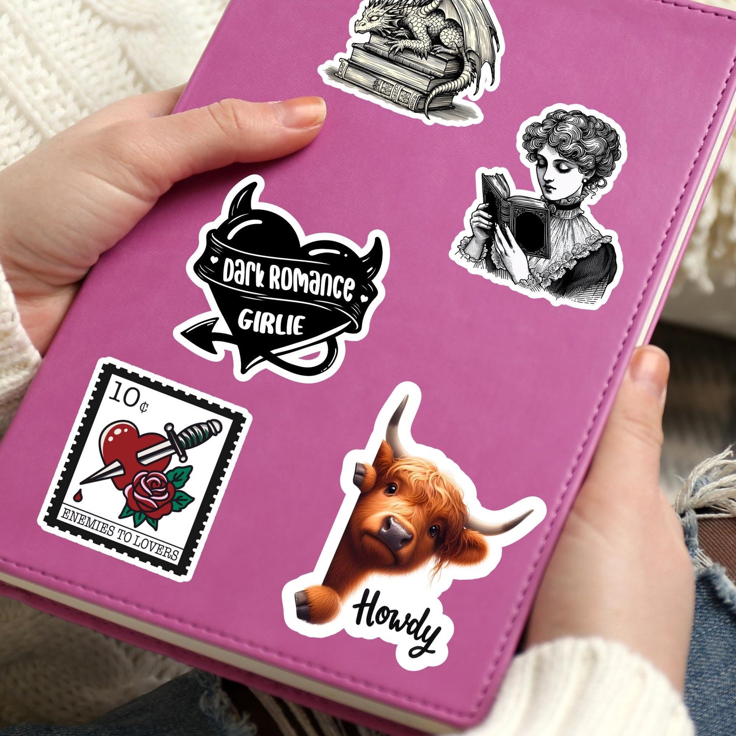Howdy sticker, Western sticker, highland cow sticker, country sticker, cowboy sticker, book sticker, kindle sticker, stickers for kindle