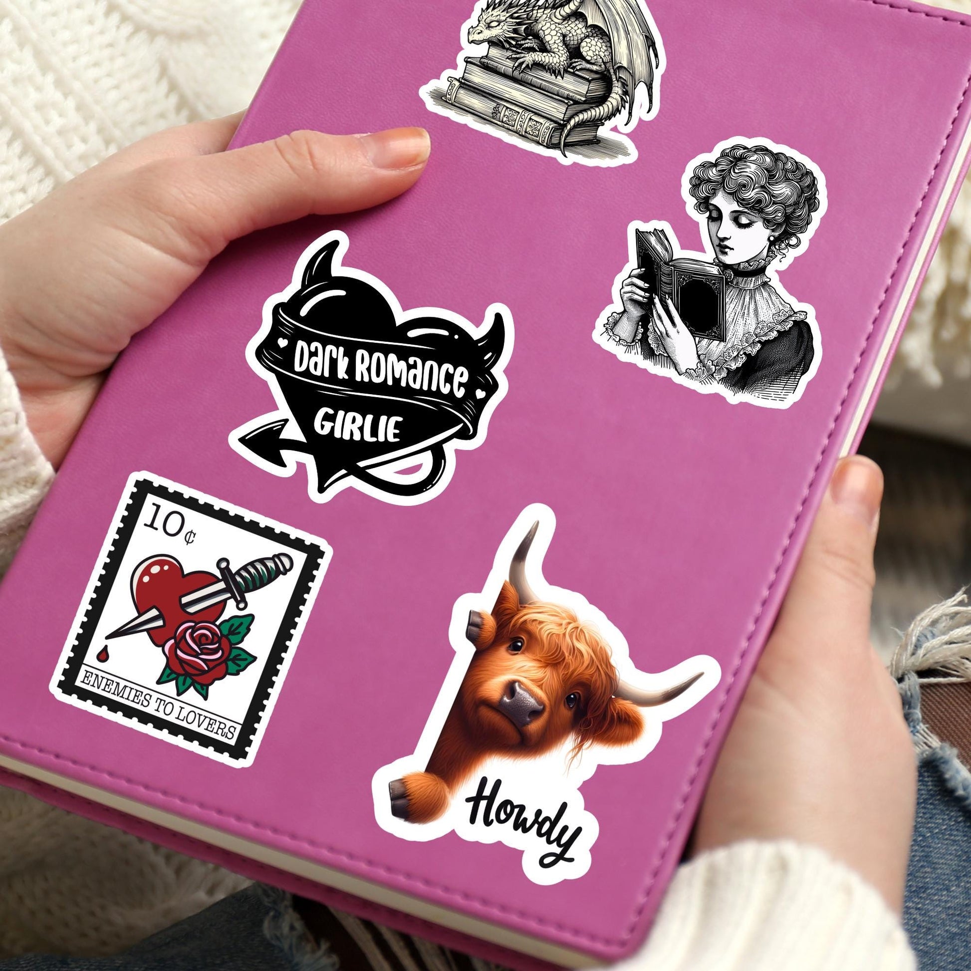 Howdy sticker, Western sticker, highland cow sticker, country sticker, cowboy sticker, book sticker, kindle sticker, stickers for kindle