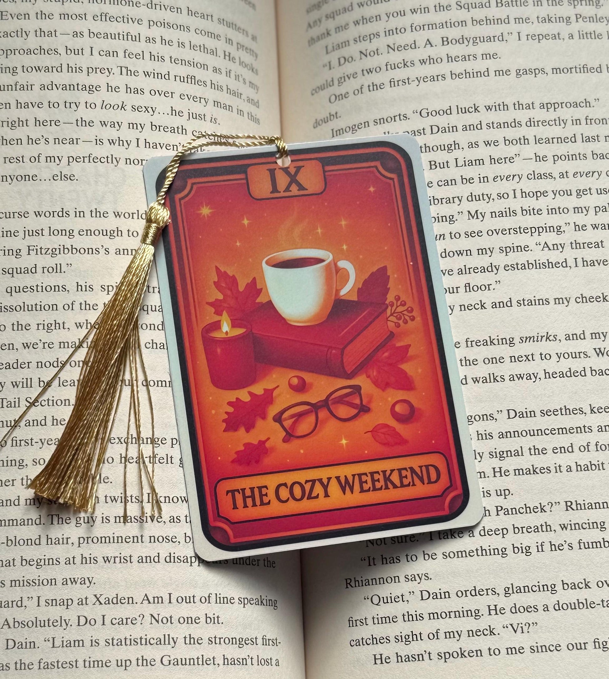 Fall theme bookmark, fall bookmark, Halloween Bookmark, holographic bookmark, cozy Bookmark, Booktok Bookmark, Bookish Gifts for Readers,