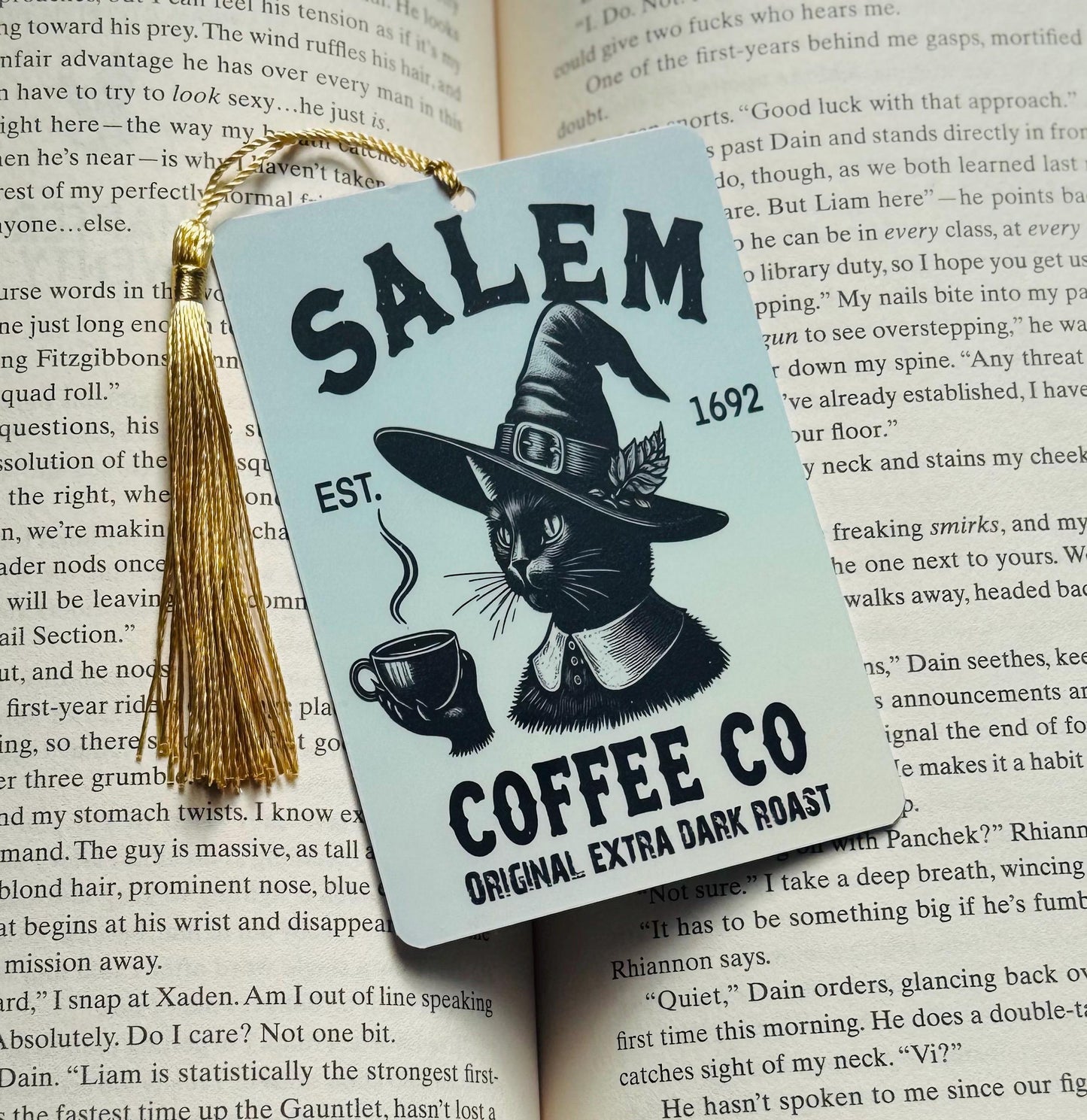 Halloween Bookmark, Salem bookmark, black cat bookmark, Gothic Bookmark, Booktok Bookmark, Bookish Gifts for Readers, Handmade Bookmark