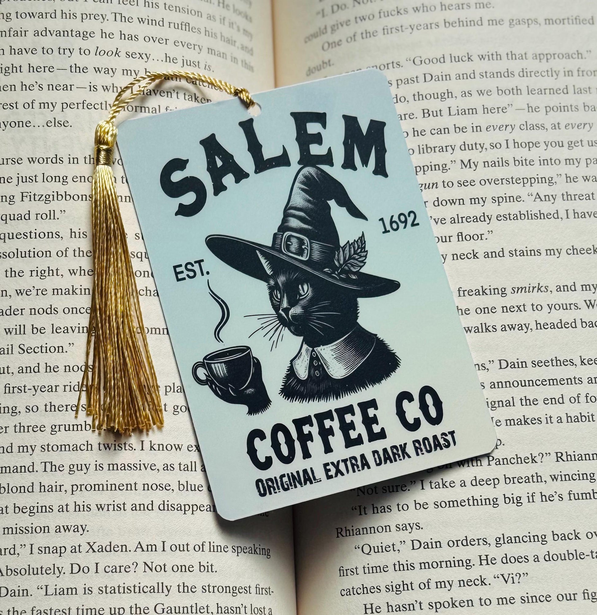 Halloween Bookmark, Salem bookmark, black cat bookmark, Gothic Bookmark, Booktok Bookmark, Bookish Gifts for Readers, Handmade Bookmark