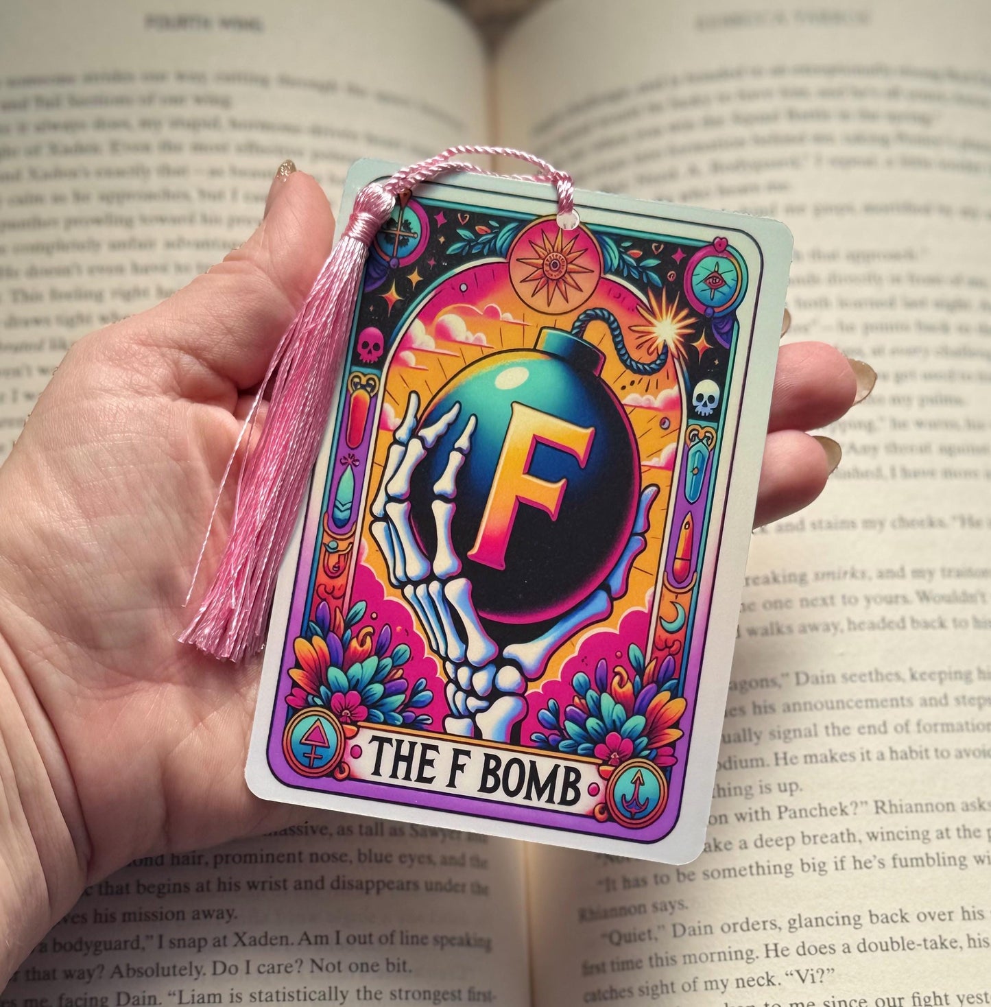Snarky bookmark, F-Bomb Bookmark, tarot bookmark, holographic bookmark, Gothic Bookmark, Bookish Gifts for Readers, Handmade Bookmark