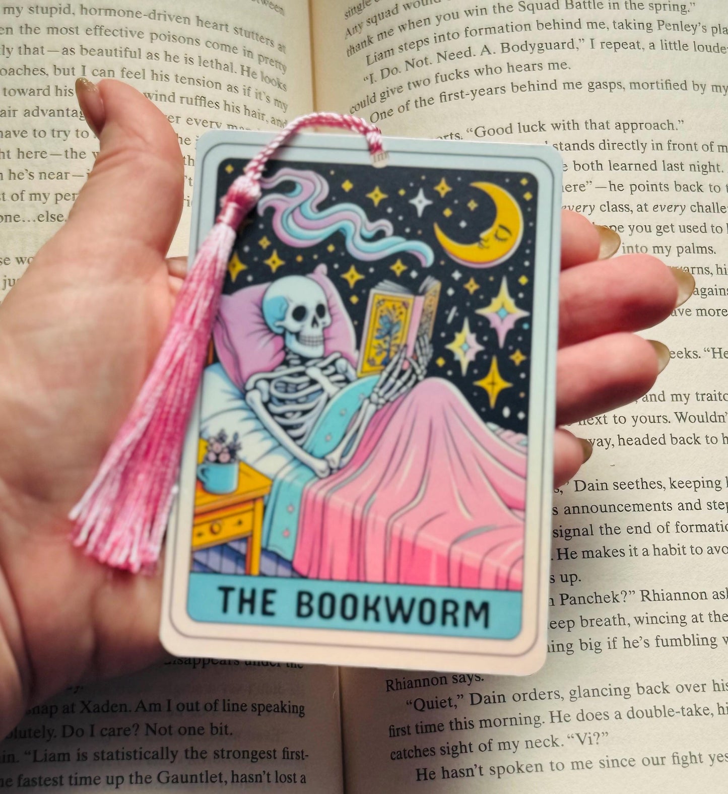 The bookworm Bookmark, skeleton bookmark, holographic bookmark, Gothic Bookmark, Bookmark, Bookish Gifts for Readers, Handmade Bookmark,