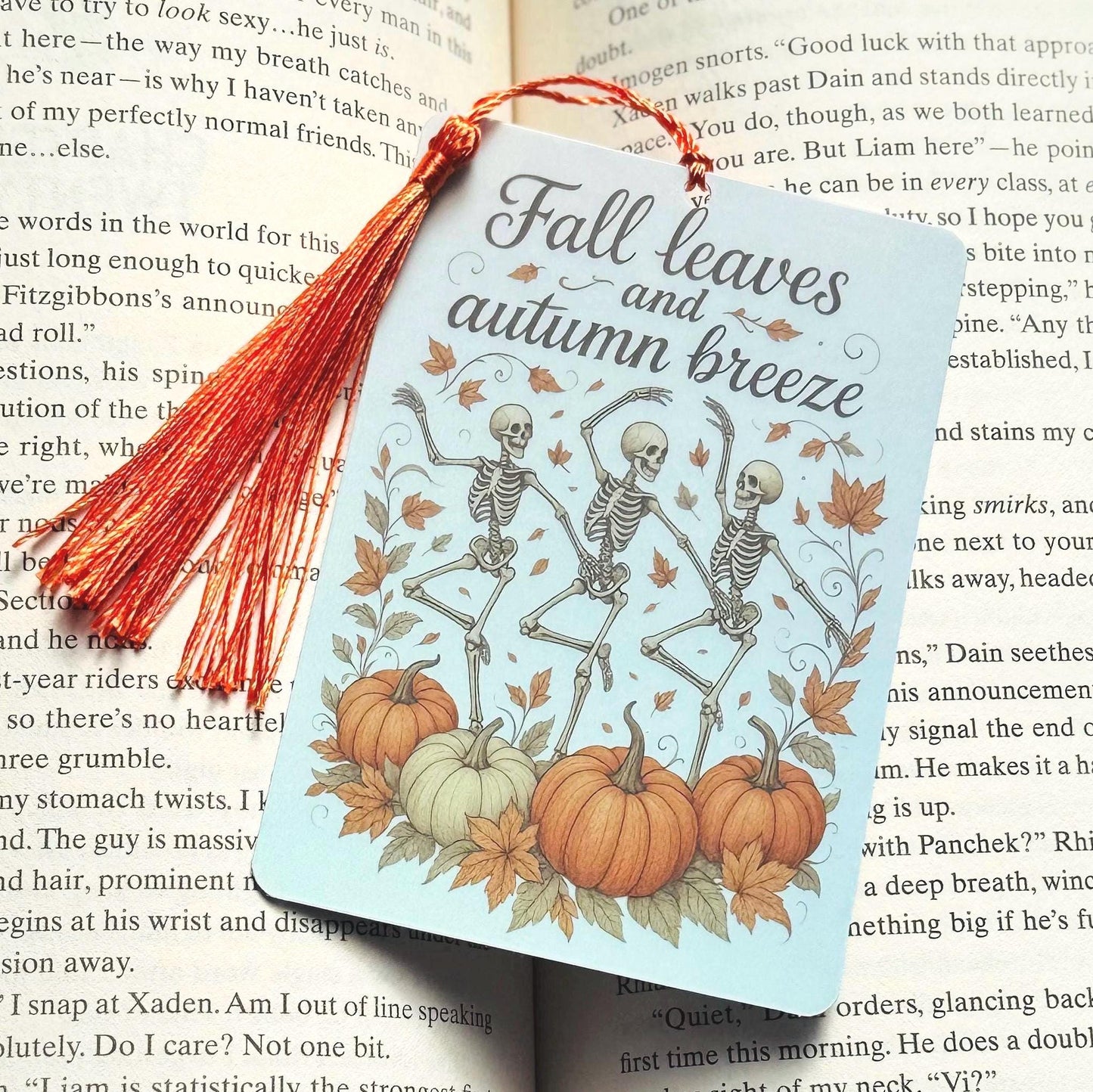Fall theme bookmark, fall bookmark, Halloween Bookmark, skeleton bookmark, cozy Bookmark, Booktok Bookmark, Bookish Gifts for Readers,