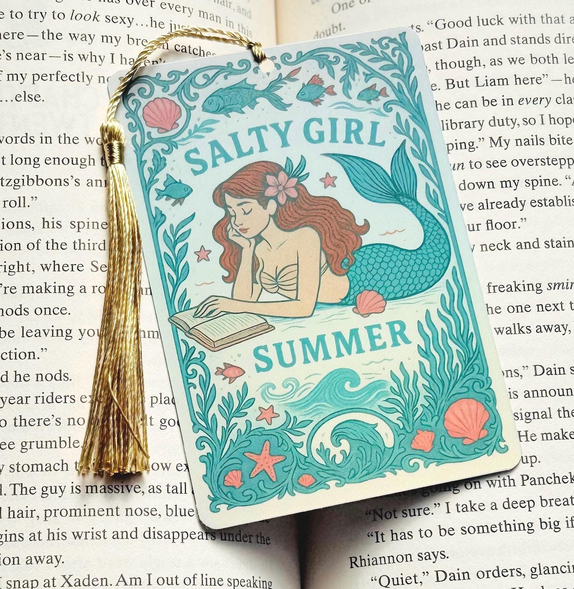 Mermaid Tarot card Bookmark, salty girl bookmark, salty girl summer, Booktok Bookmark, Bookish Gifts for Readers, summer bookmark,
