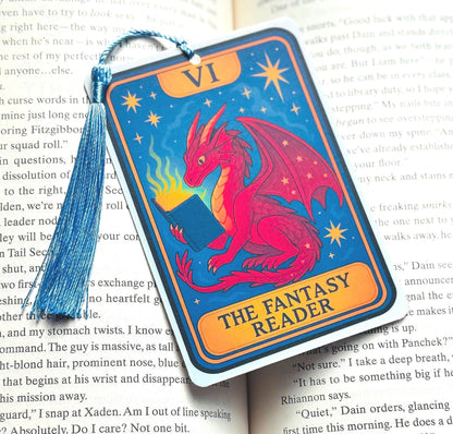 Fantasy reader Tarot card Bookmark, dragon bookmark, holographic bookmark, Gothic Bookmark, Booktok Bookmark, Bookish Gifts for Readers,