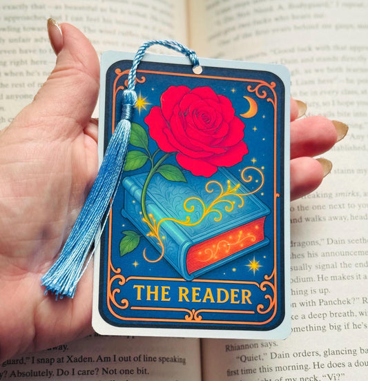 The reader card Bookmark, trigger warrings, holographic bookmark, Gothic Bookmark, Bookmark, Bookish Gifts for Readers, Handmade Bookmark,