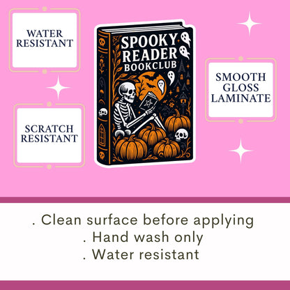 Spooky book sticker, Skeleton sticker, Halloween sticker, fall sticker, kindle sticker, gothic sticker, bookish sticker, spooky reader