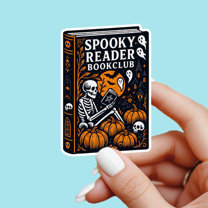 Spooky book sticker, Skeleton sticker, Halloween sticker, fall sticker, kindle sticker, gothic sticker, bookish sticker, spooky reader