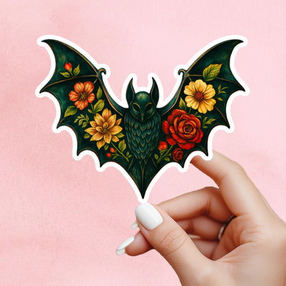 Bat floral sticker, Gothic Sticker, Dark Academia sticker, Dark Romance Theme for your water bottle, laptop sticker, kindle sticker, gothic