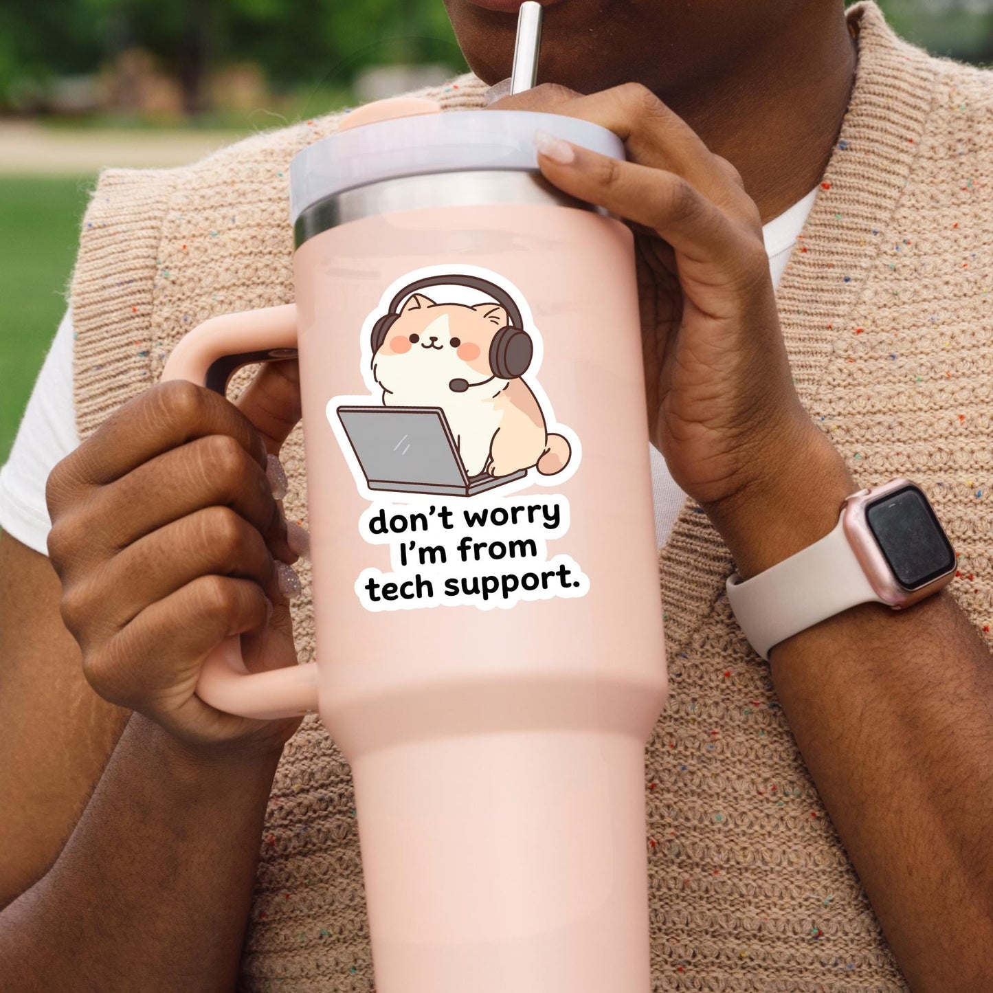 Tech support sticker, Sassy cat Sticker, sarcastic sticker, cat Sticker, sticker, sarcastic sticker, funny cat sticker, Kindle Sticker