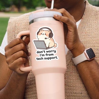 Tech support sticker, Sassy cat Sticker, sarcastic sticker, cat Sticker, sticker, sarcastic sticker, funny cat sticker, Kindle Sticker