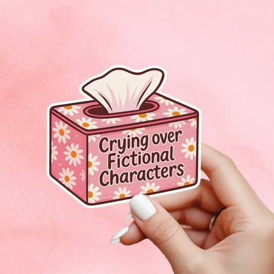 Crying over fictional characters, trendy vintage, sticker, book sticker, kindle sticker, bookish sticker, stickers for kindle,