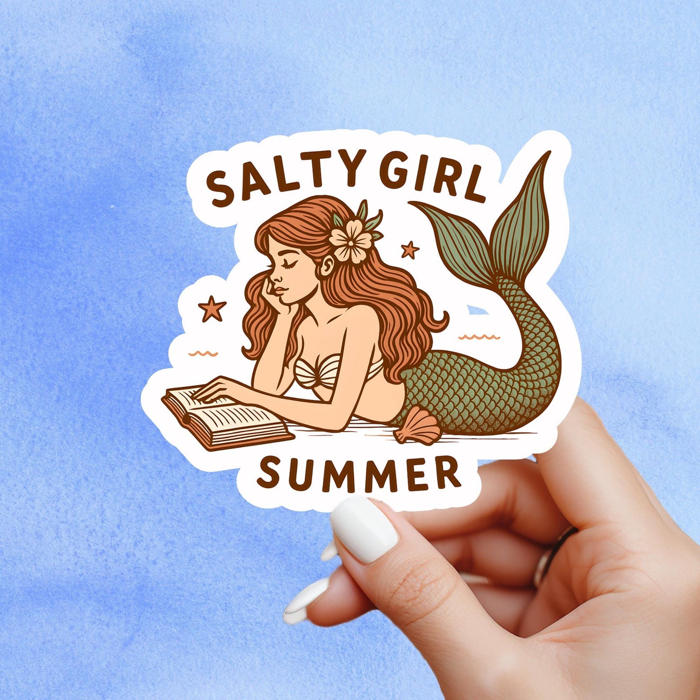 Salty girl bookclub sticker, mermaid sticker, book sticker, kindle sticker, bookish sticker, book stickers, book merch, fantasy sticker