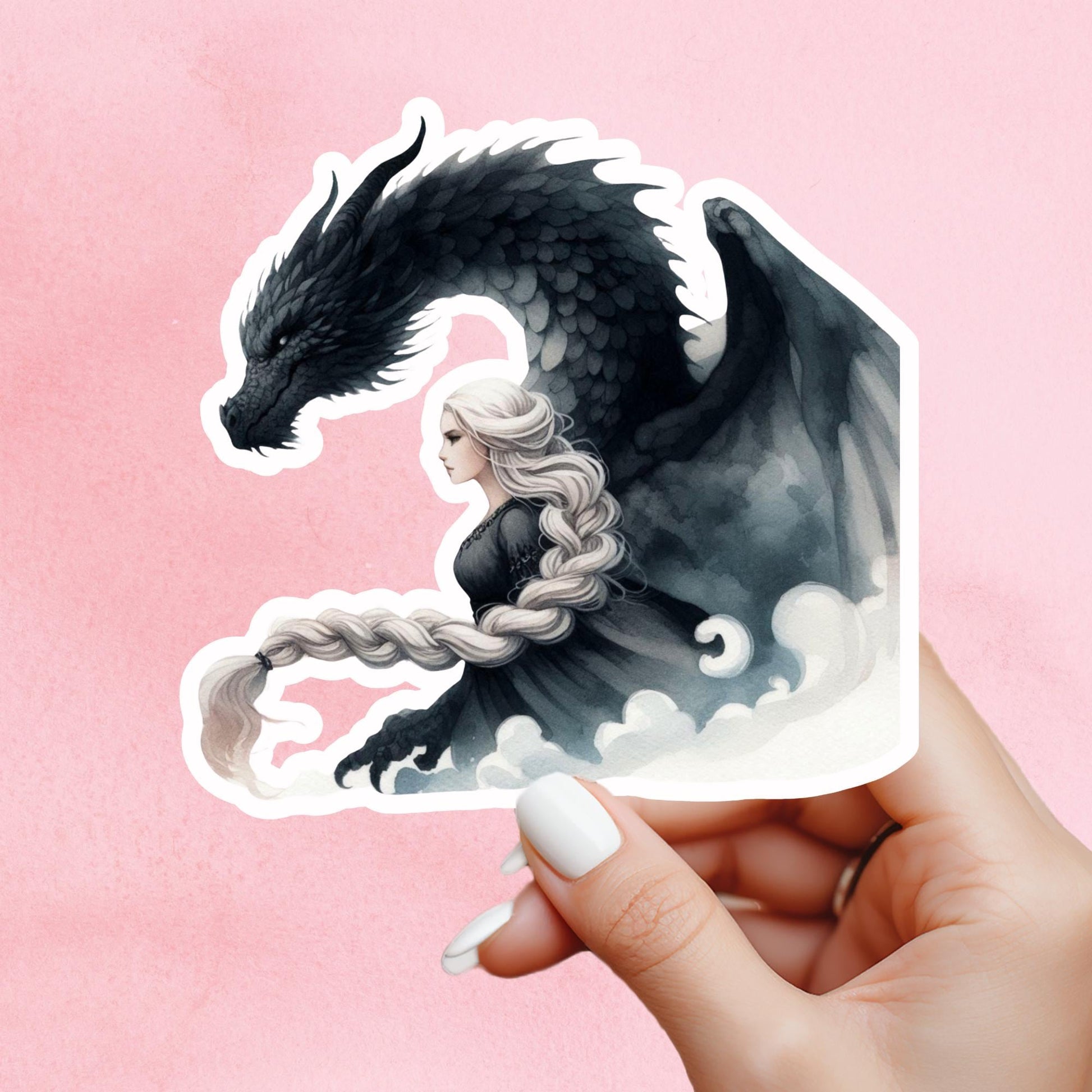 Dragon Sticker, dragon reading Sticker, gothic sticker, Fantasy Bookish Merch, Book Lover Gift, e-reader Kindle Stickers, Reading Lover