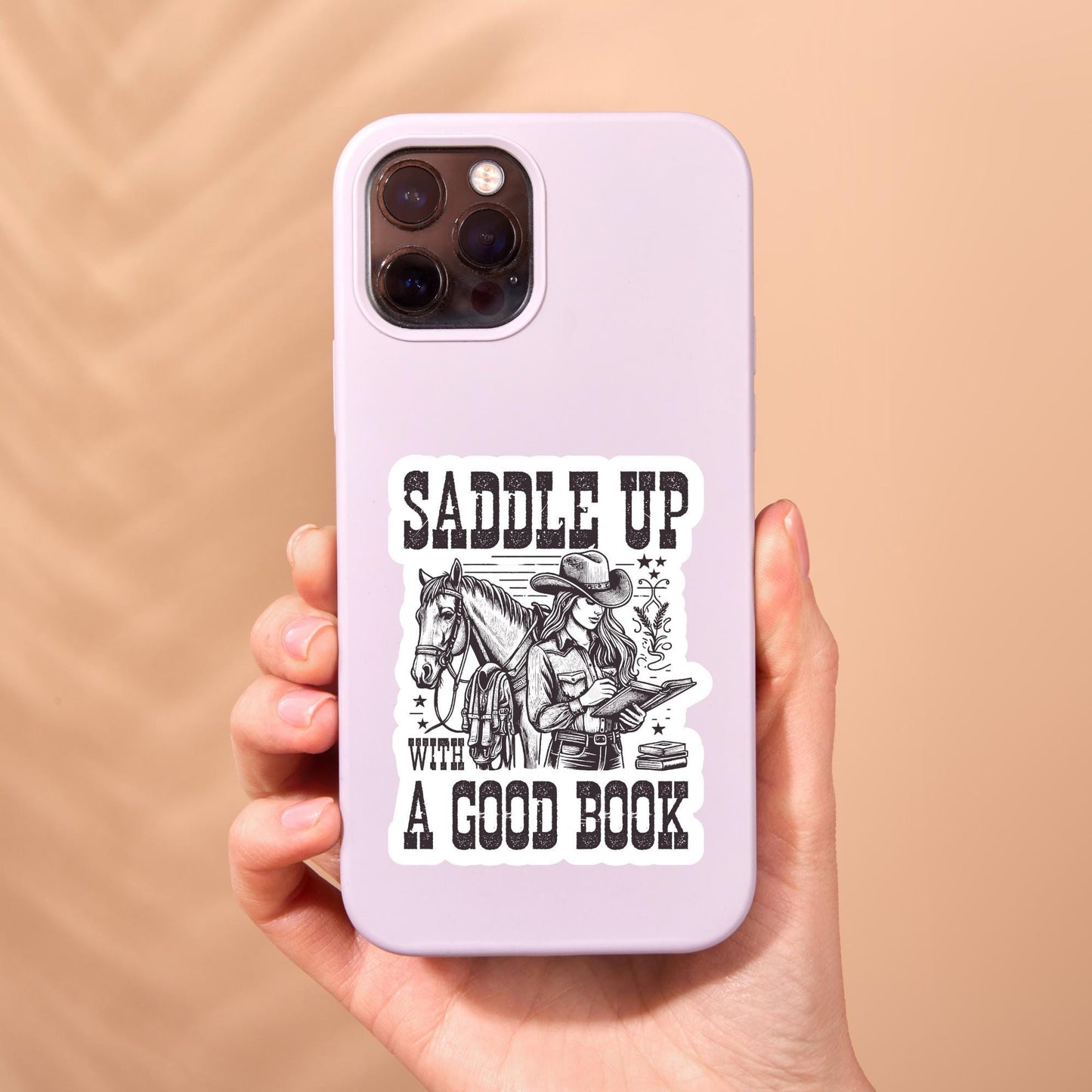 Cowgirl reading sticker, Western sticker, bookish sticker, cowboy sticker, book sticker, kindle sticker, book stickers, stickers for kindle