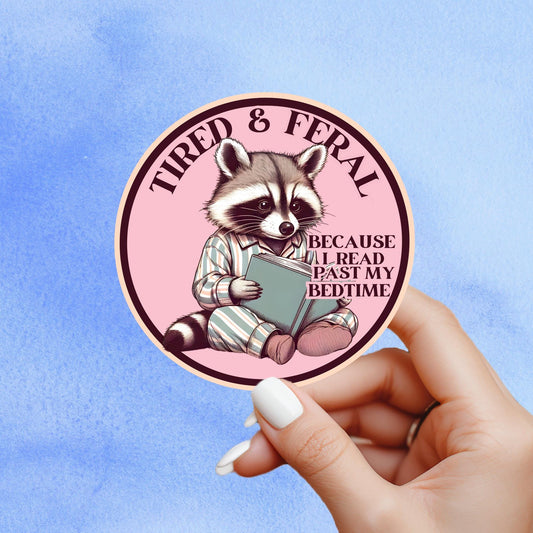 Racoon reading sticker, kindle sticker, book sticker, kindle sticker, bookish sticker, book stickers, stickers for kindle, racoon sticker