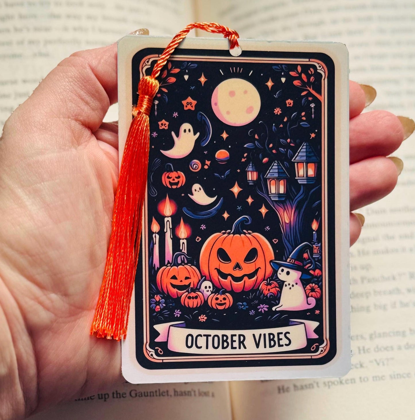 Halloween bookmark, fall bookmark, October vibe Bookmark, holographic bookmark, witch Bookmark, Booktok Bookmark, Bookish Gifts for Readers
