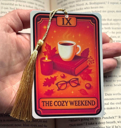 Fall theme bookmark, fall bookmark, Halloween Bookmark, holographic bookmark, cozy Bookmark, Booktok Bookmark, Bookish Gifts for Readers,