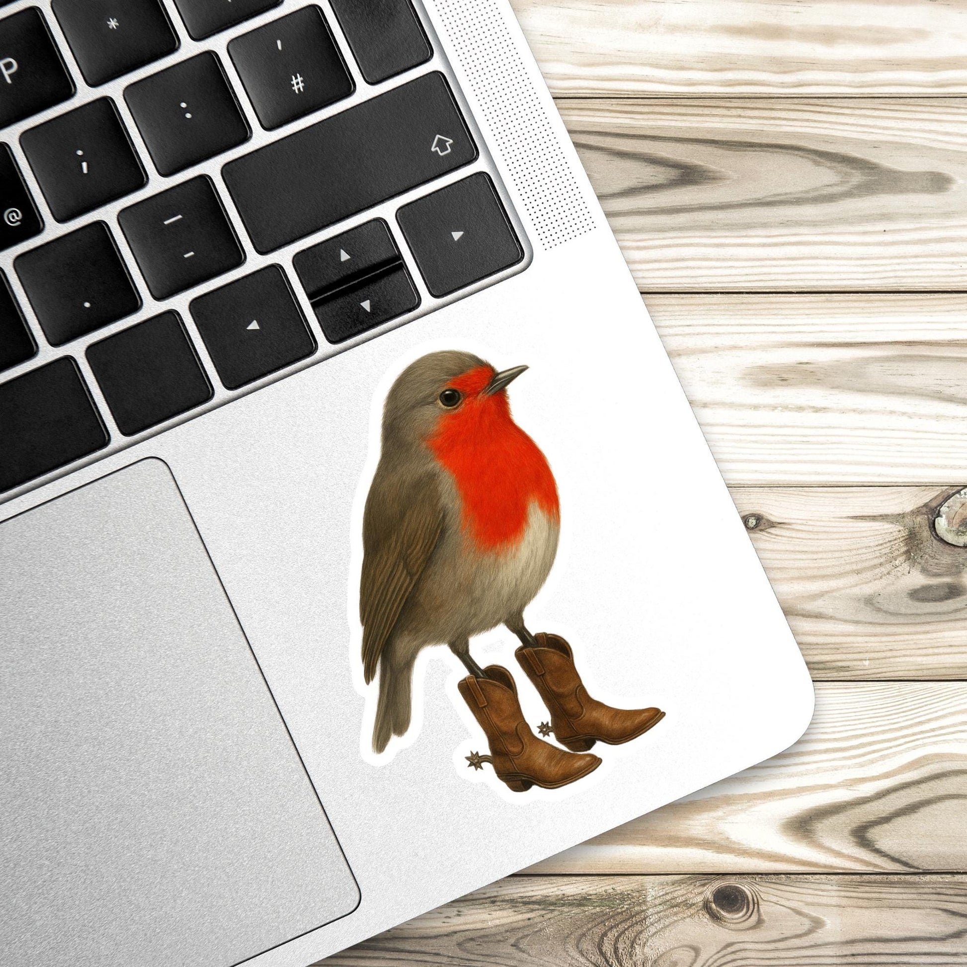 Cowboy robin Sticker, little bird sticker, Wildlife sticker, nature sticker, cowboy boots sticker, bird watcher sticker, woodland sticker