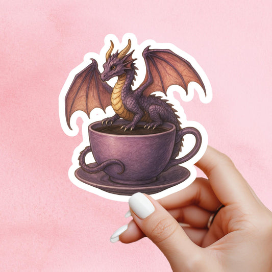 Purple Dragon Sticker, dragon Vinyl Sticker, Fantasy Bookish Merch, fantasy reader sticker, e-reader Kindle Stickers, Reading Lover