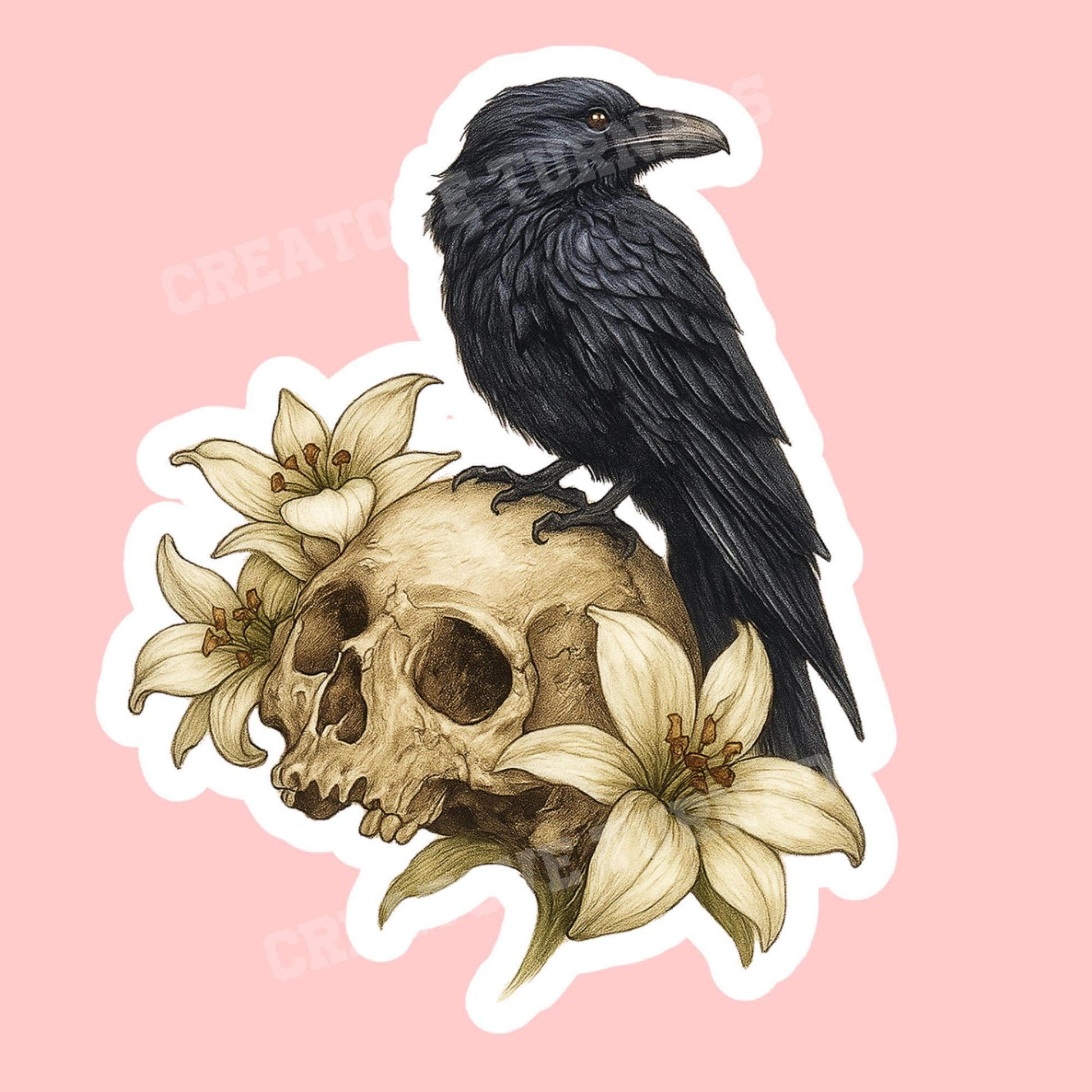 Raven Sticker, Dark Academia sticker, skull sticker, gothic sticker, dark Romance for your water bottle, laptop sticker, kindle sticker