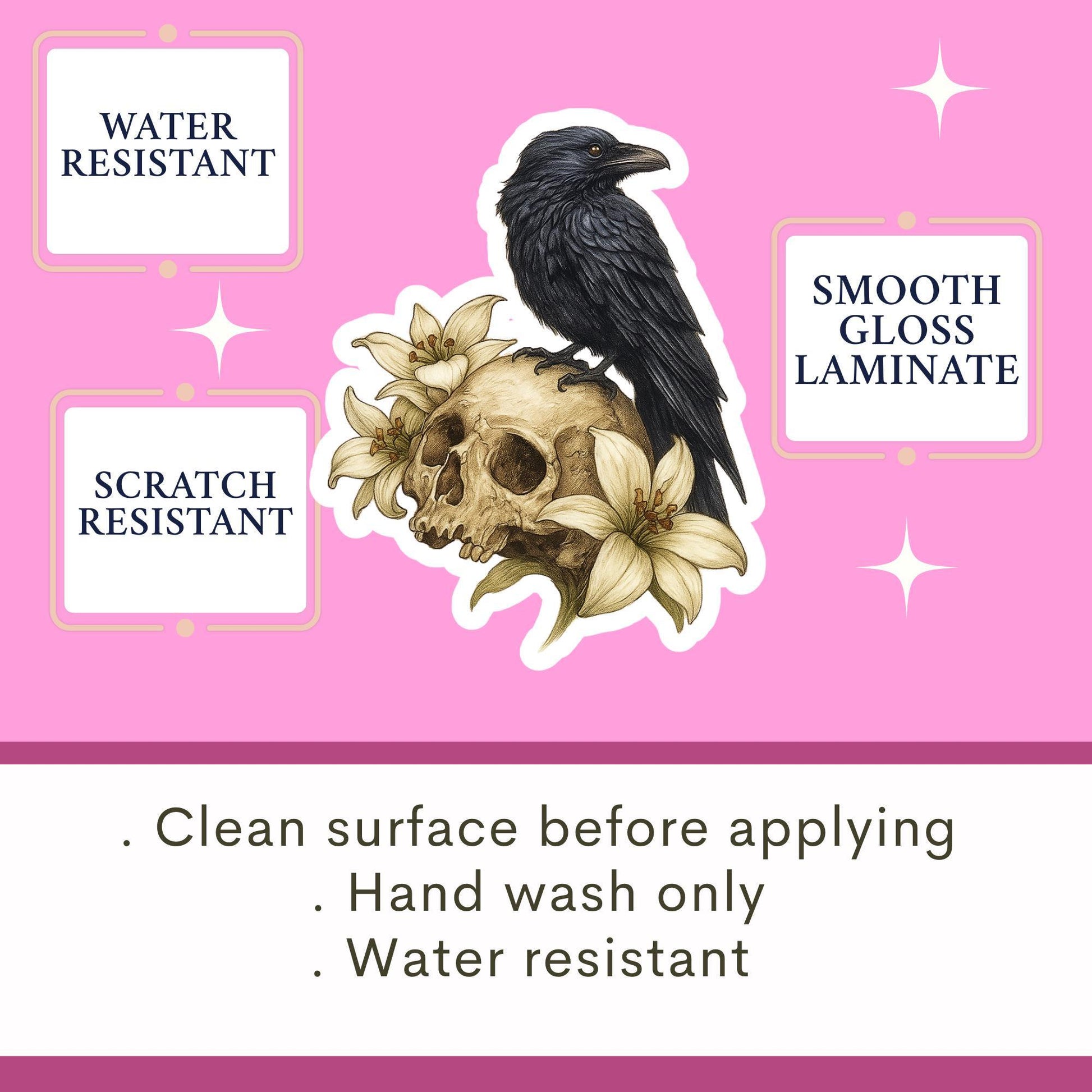 Raven Sticker, Dark Academia sticker, skull sticker, gothic sticker, dark Romance for your water bottle, laptop sticker, kindle sticker