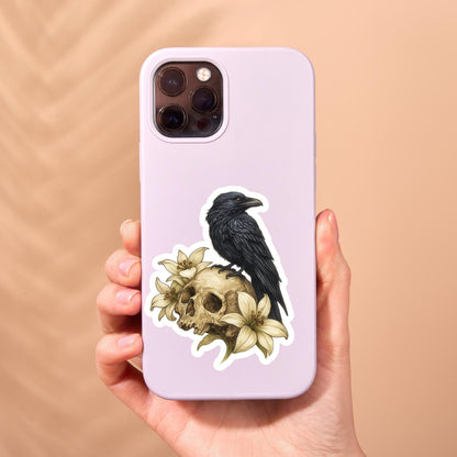 Raven Sticker, Dark Academia sticker, skull sticker, gothic sticker, dark Romance for your water bottle, laptop sticker, kindle sticker