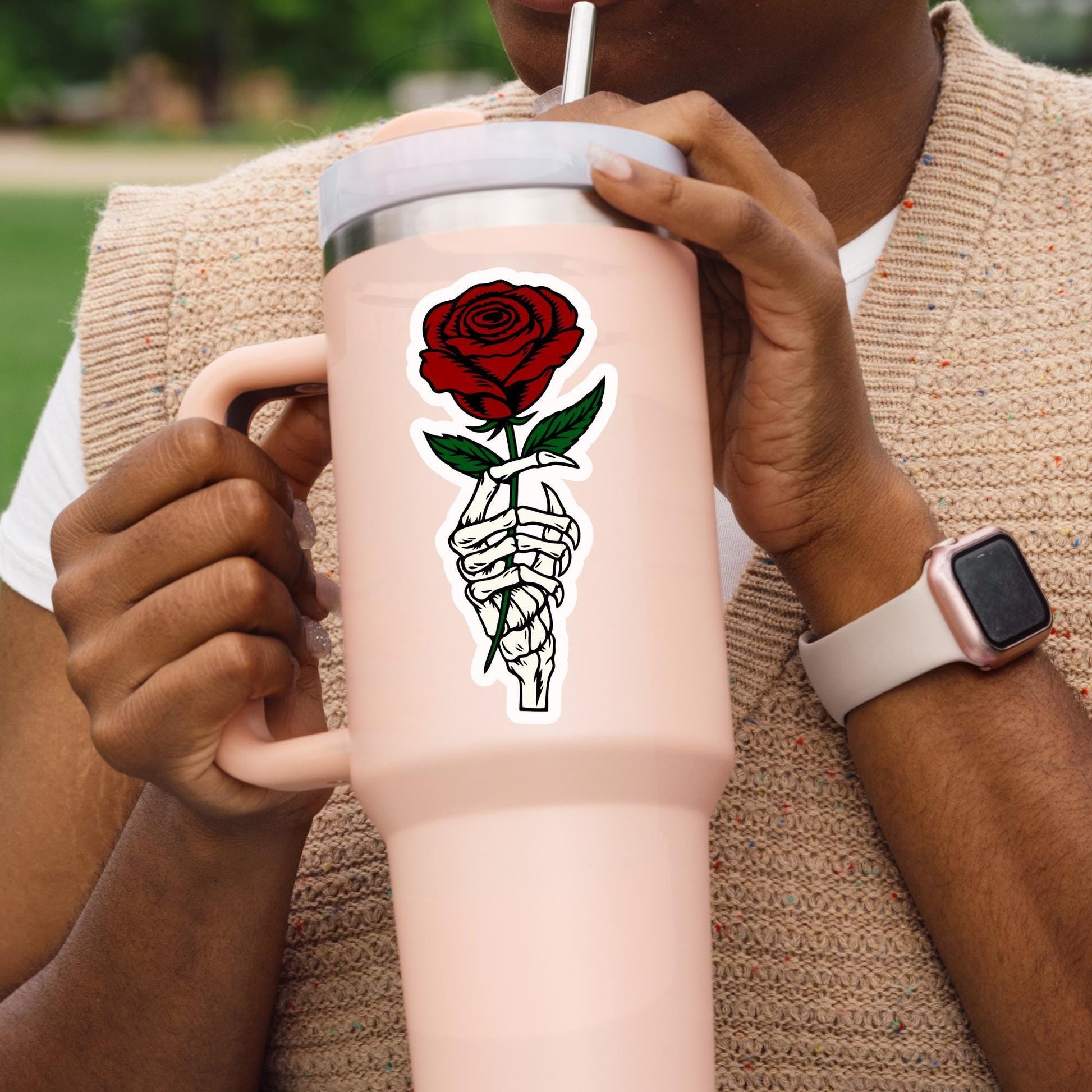 Skeleton and rose sticker, dark romance sticker, book club sticker, Morally grey book sticker, kindle sticker, smut sticker, bookish sticker