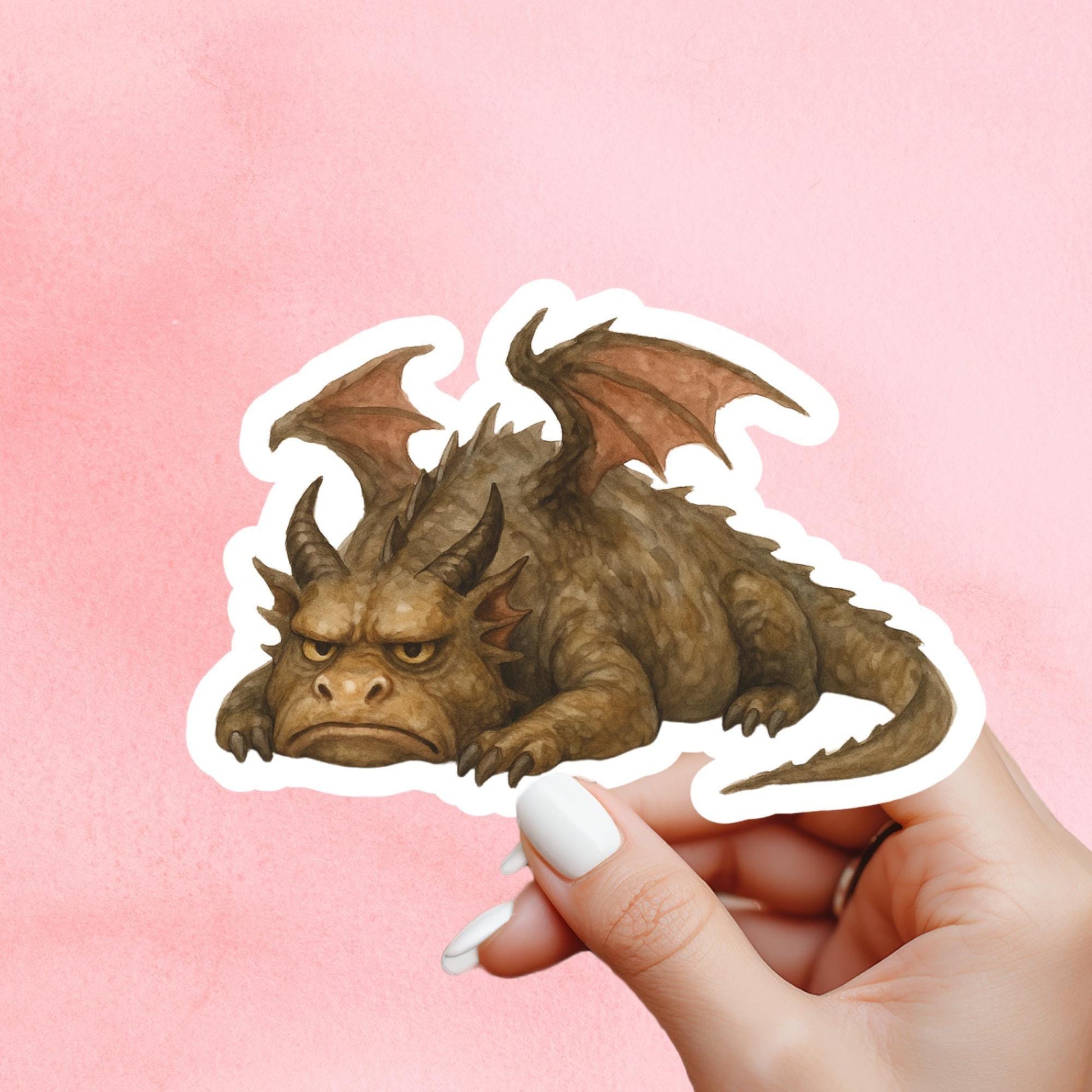 Grumpy Dragon Sticker, dragon Vinyl Sticker, Fantasy Bookish Merch, Book Lover Gift, e-reader sticker, Kindle Stickers, bookish gift