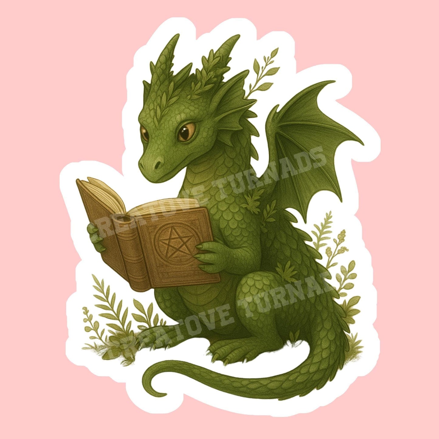 Green Dragon Book Sticker, Cute Vinyl Sticker, Fantasy Bookish Merch, Book Lover Gift, e-reader Kindle Stickers, Reading Lover, Booktok