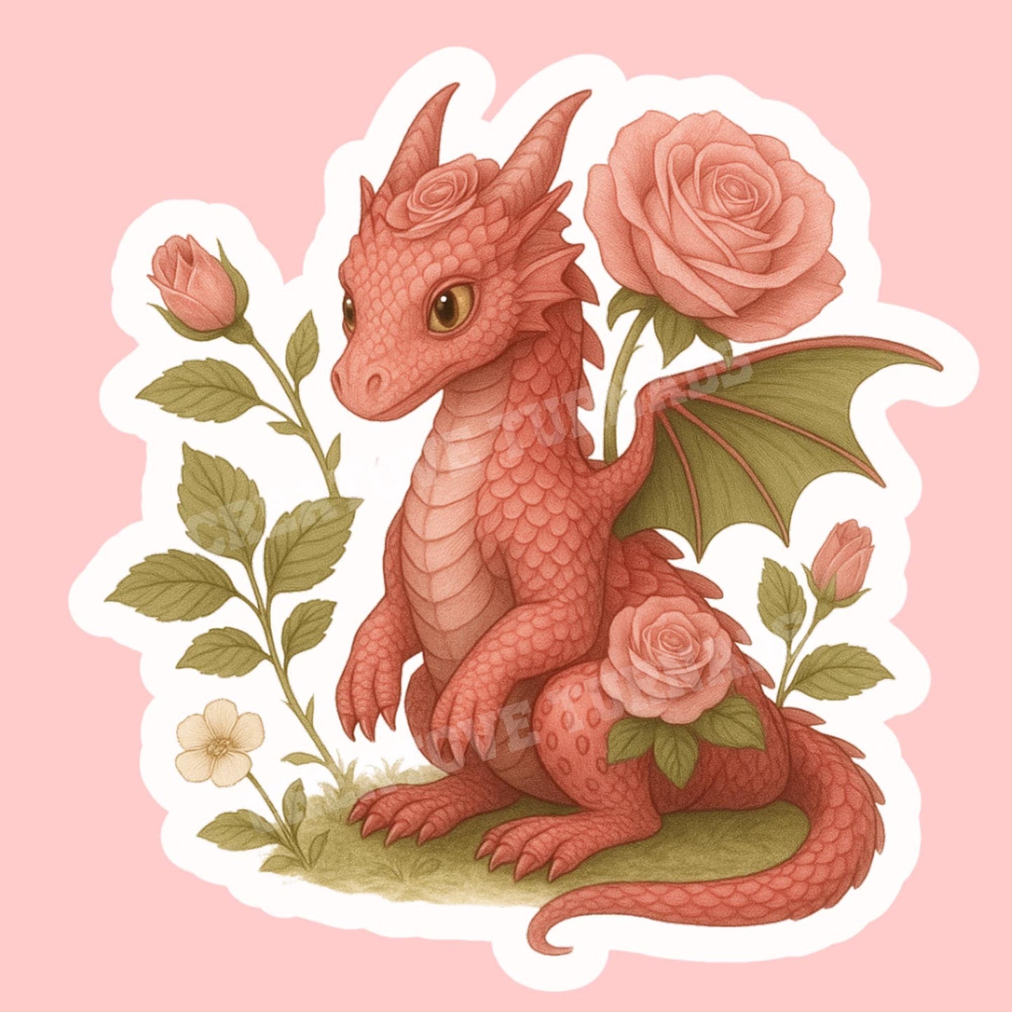 Rose Dragon Book Sticker, Cute Vinyl Sticker, Fantasy Bookish Merch, Book Lover Gift, e-reader Kindle Stickers, Reading Lover, Booktok