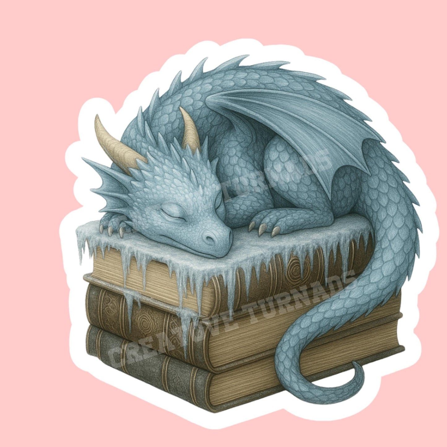 Blue ice Dragon Book Sticker, Cute Vinyl Sticker, Fantasy Bookish Merch, Book Lover Gift, e-reader Kindle Stickers, Reading Lover, Booktok