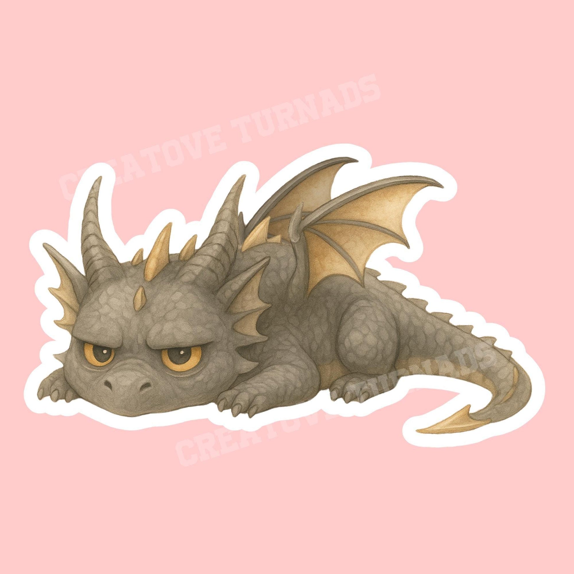 Grumpy Dragon Sticker, dragon Vinyl Sticker, Fantasy Bookish Merch, Book Lover Gift, e-reader sticker, Kindle Stickers, bookish gift