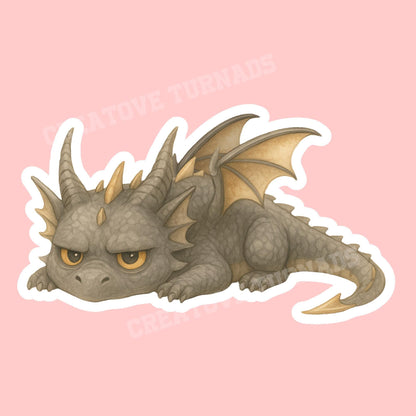 Grumpy Dragon Sticker, dragon Vinyl Sticker, Fantasy Bookish Merch, Book Lover Gift, e-reader sticker, Kindle Stickers, bookish gift