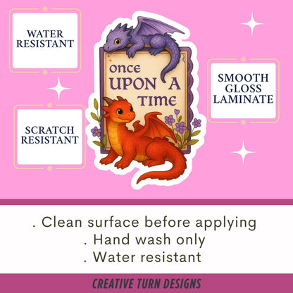 Golden Book Sticker, once upon a time sticker, fantasy Vinyl Sticker, Fantasy Bookish Merch, Book Lover Gift, e-reader Kindle Stickers,