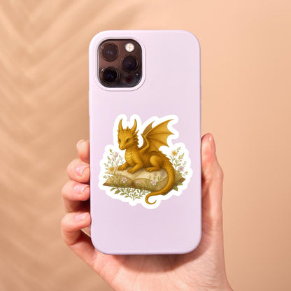 Golden Dragon Book Sticker, Cute Vinyl Sticker, Fantasy Bookish Merch, Book Lover Gift, e-reader Kindle Stickers, Reading Lover, Booktok