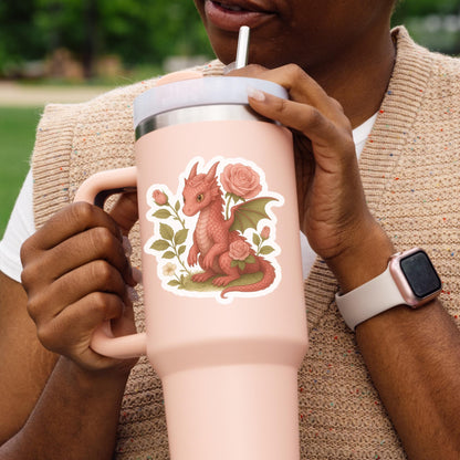 Rose Dragon Book Sticker, Cute Vinyl Sticker, Fantasy Bookish Merch, Book Lover Gift, e-reader Kindle Stickers, Reading Lover, Booktok