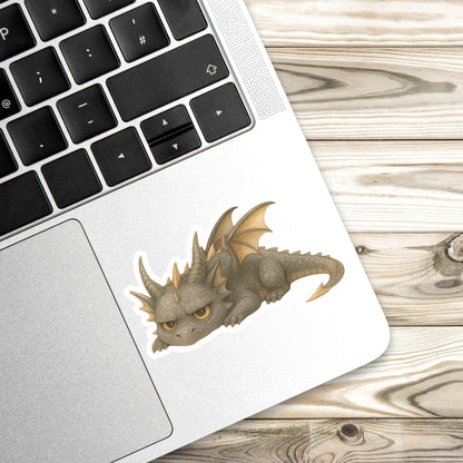 Grumpy Dragon Sticker, dragon Vinyl Sticker, Fantasy Bookish Merch, Book Lover Gift, e-reader sticker, Kindle Stickers, bookish gift
