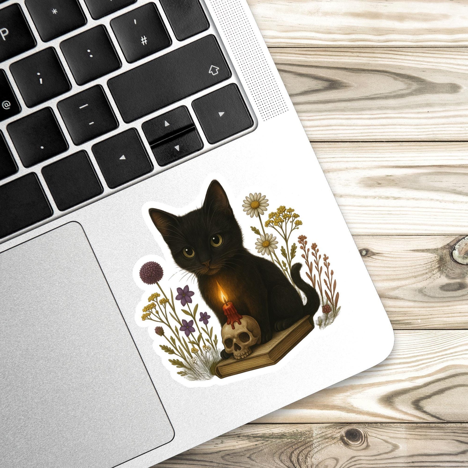 Black cat Book Sticker, witch Sticker, gothic sticker, Fantasy Bookish Merch, Book Lover Gift, Kindle Stickers, black cat sticker