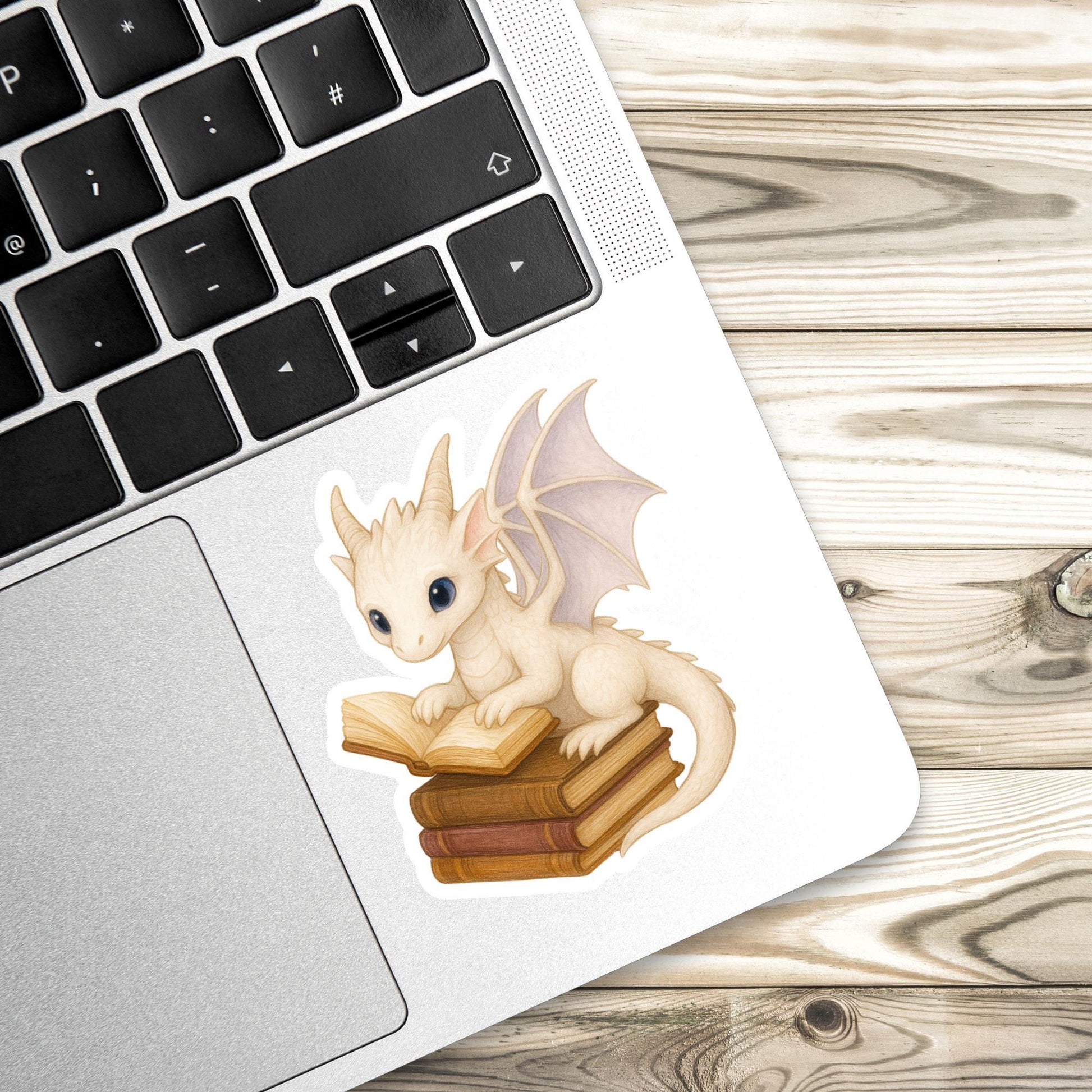 White Dragon Sticker, dragon Vinyl Sticker, Fantasy Bookish Merch, Book Lover Gift, e-reader sticker, Kindle Stickers, Booktok sticker