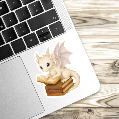 White Dragon Sticker, dragon Vinyl Sticker, Fantasy Bookish Merch, Book Lover Gift, e-reader sticker, Kindle Stickers, Booktok sticker