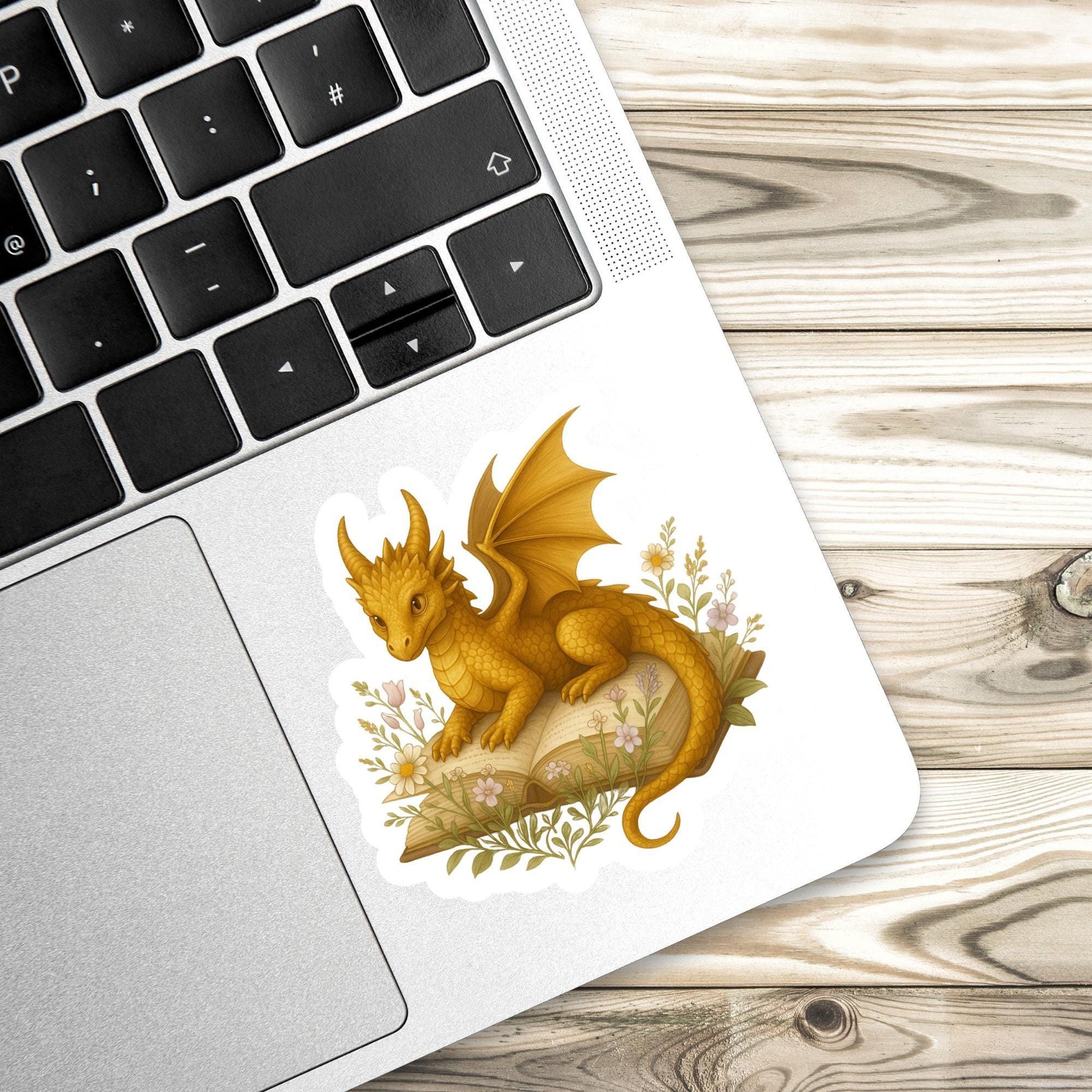 Golden Dragon Book Sticker, Cute Vinyl Sticker, Fantasy Bookish Merch, Book Lover Gift, e-reader Kindle Stickers, Reading Lover, Booktok