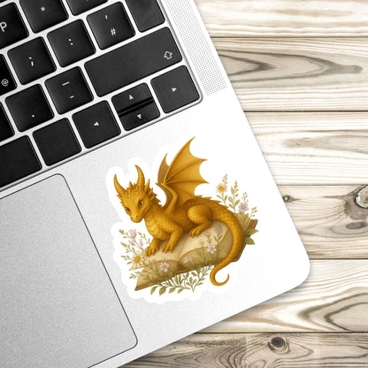 Golden Dragon Book Sticker, Cute Vinyl Sticker, Fantasy Bookish Merch, Book Lover Gift, e-reader Kindle Stickers, Reading Lover, Booktok